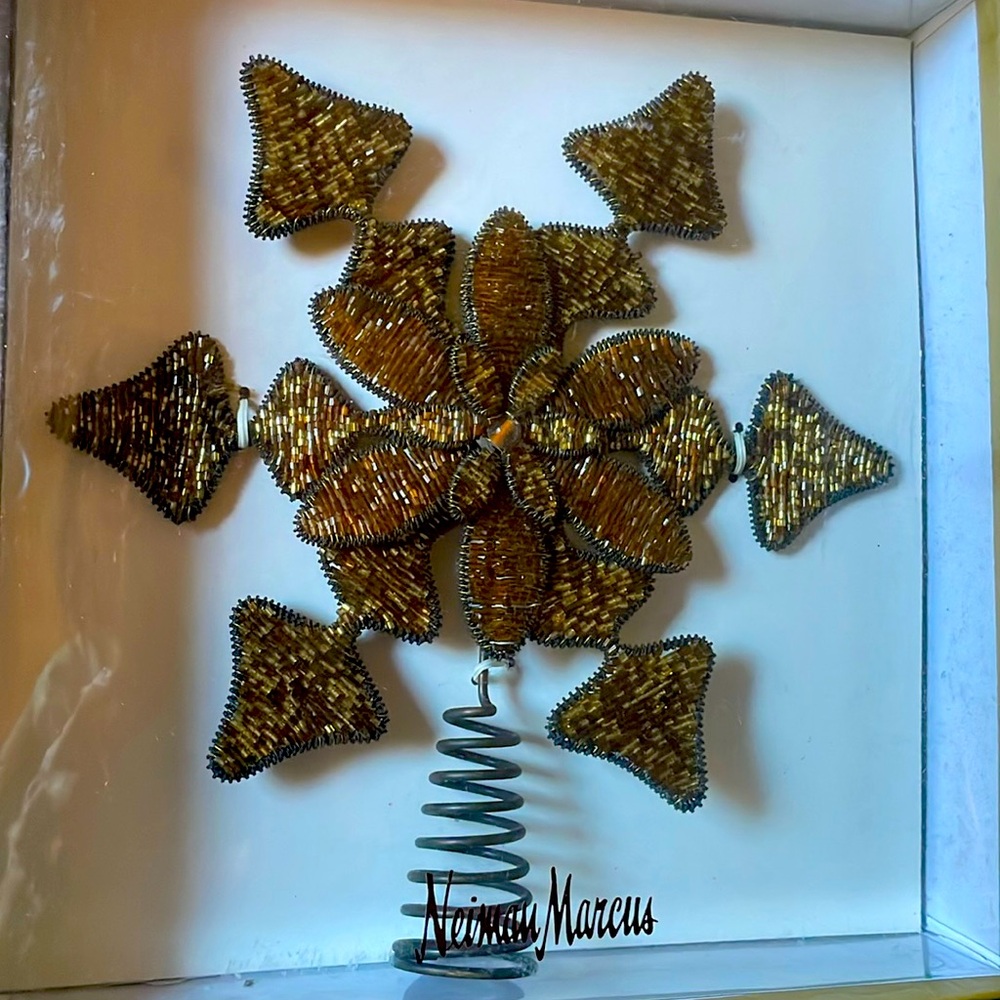 New in Box Neiman Marcus Beaded Christmas Tree Topper